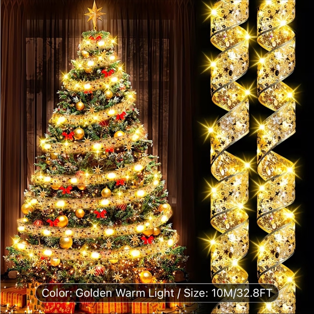 Golden Starry Ribbon with LED Lights - Picture 5 of 6